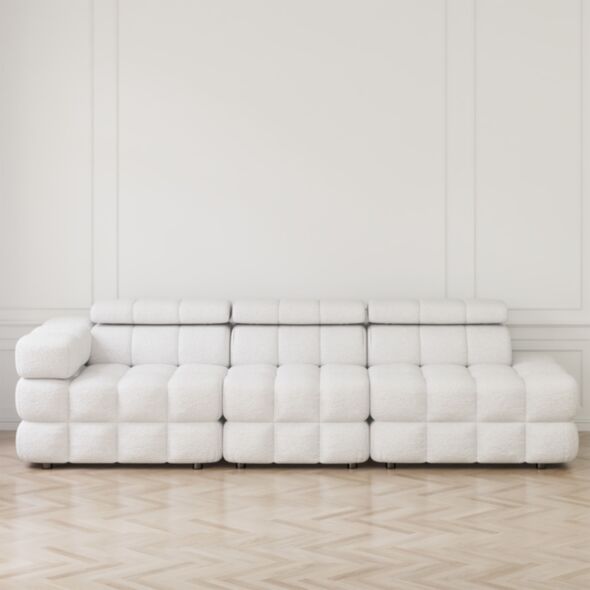 Soffa 3-sits 288cm Vit Boucle Armstöd Vänster - Paris