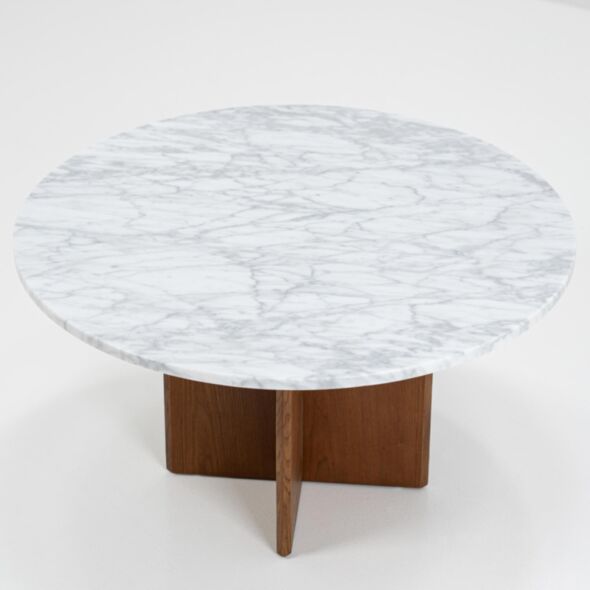 Soffbord Ø80cm Valnöt/Vit Marmor - Matisse