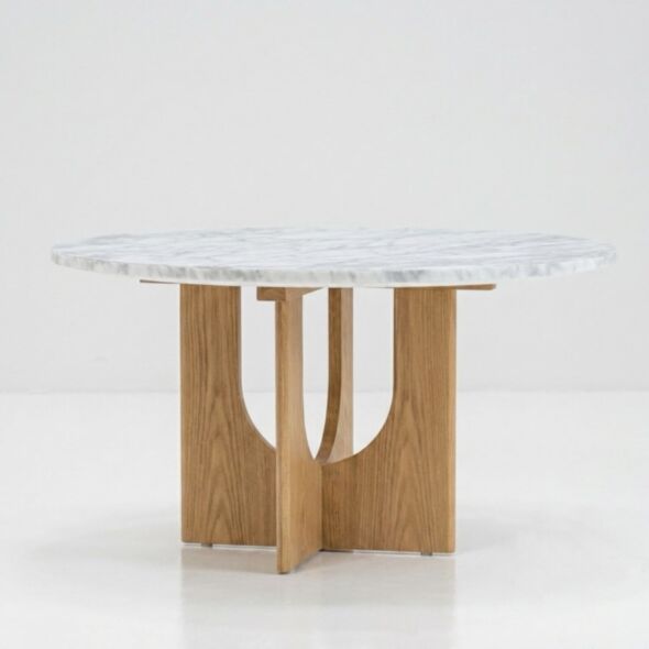 Soffbord Ø80cm Ek/Vit Marmor - André