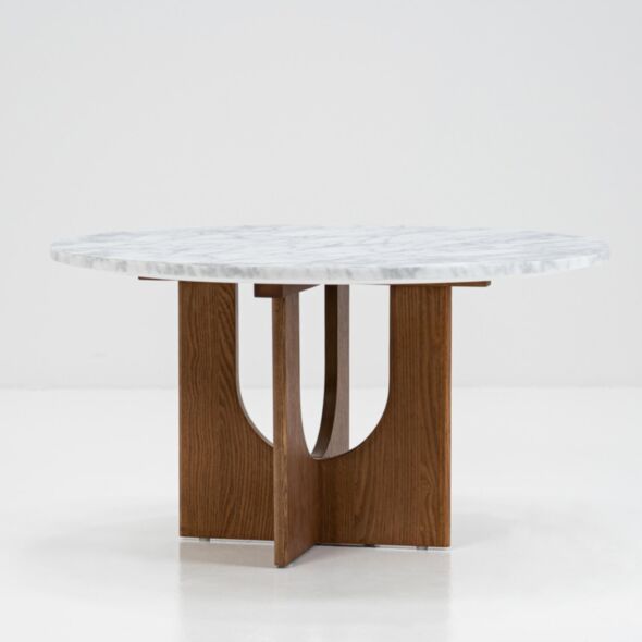 Soffbord Ø80cm Valnöt/Vit Marmor - André