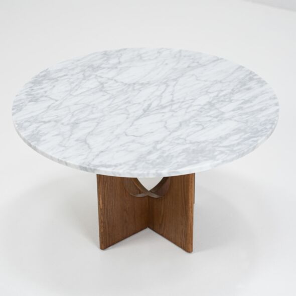 Soffbord Ø80cm Valnöt/Vit Marmor - André