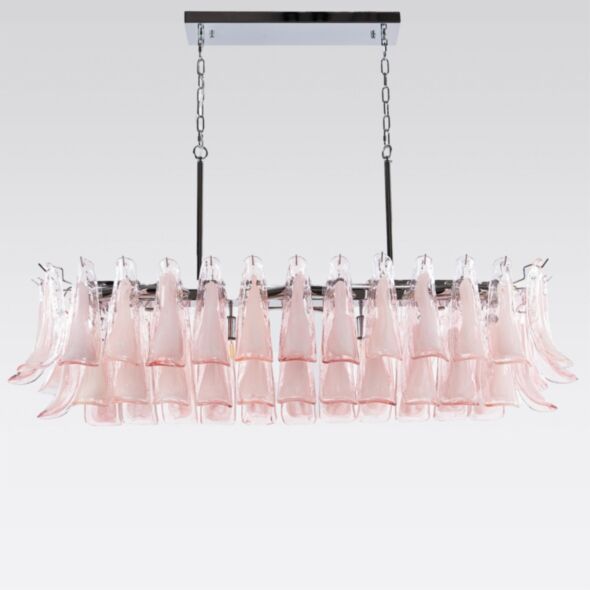 Avlång Kristallkrona 120cm Krom/Rosa - Livorno