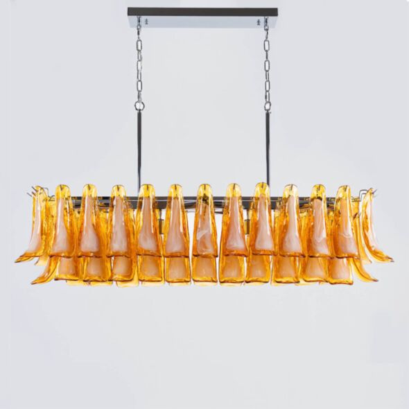 Avlång Kristallkrona 120cm Krom/Bärnsten - Livorno