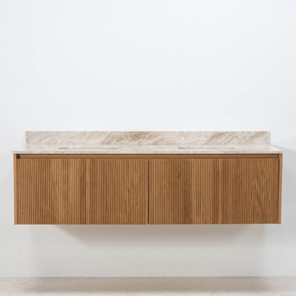 Dubbelkommod Ek 150cm Beige Marmor - Båstad