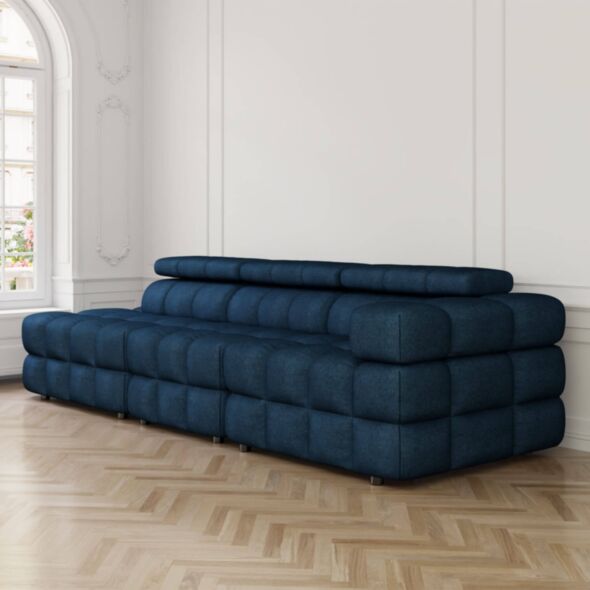Soffa 3-sits 288cm Mörkblå Armstöd Höger - Paris