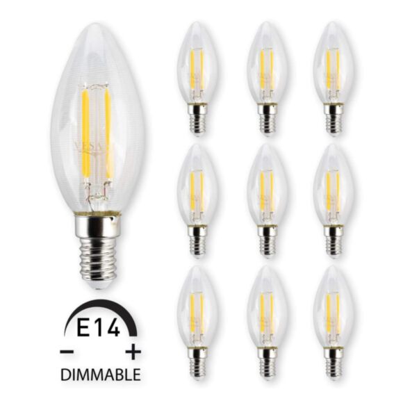E14 LED 4000K Kallvit Kronljus 4W Dimbar - 10pack