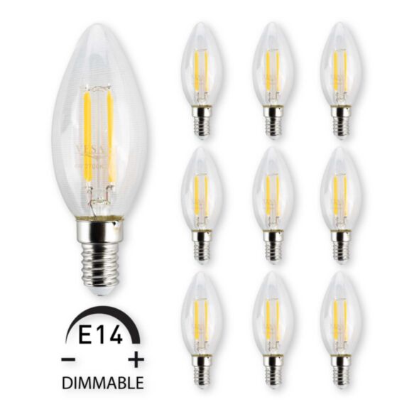 E14 LED Kronljus 4W Varmvit 2700k Dimbar - 10pack