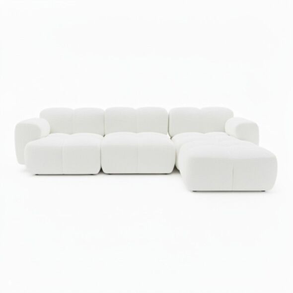 Divansoffa Höger Vit Boucle 302cm - Paris