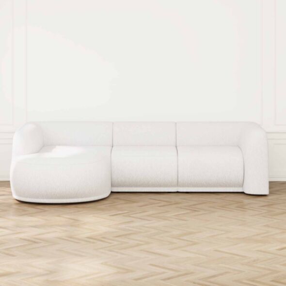 Divansoffa 294cm Vänster Vit Boucle - Bel Air