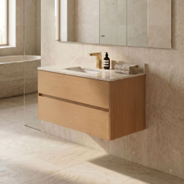 Badrumskommod Ek 80cm Beige Marmor - Marstrand