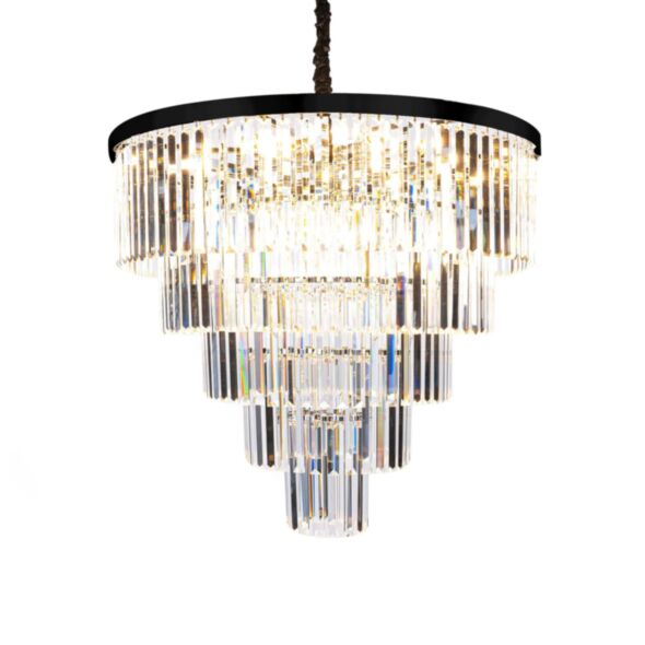 Kristallkrona Svart/Klar Ø80cm - Florence