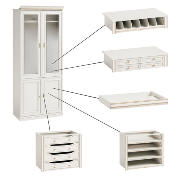 Vit Garderobsmodul 2D02 Glas - Monte Carlo
