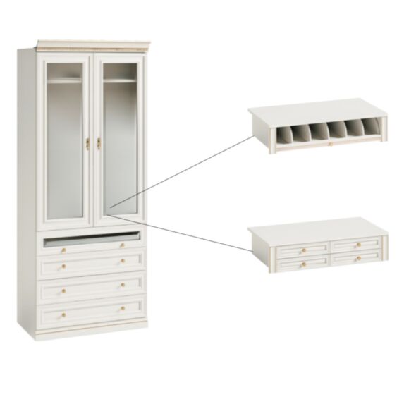 Vit Garderobsmodul 2D04 Glas - Monte Carlo