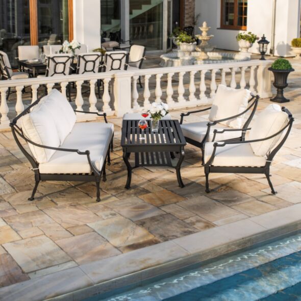 Loungegrupp Utomhus Svart Aluminium 5-pers - St Tropez
