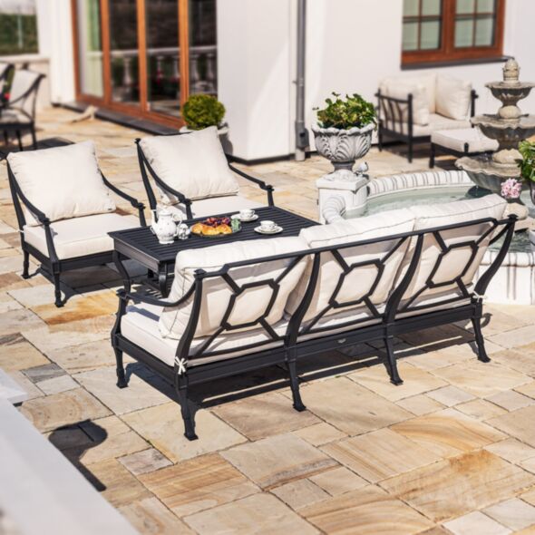 Loungegrupp Utomhus Svart Aluminium 5-pers - St Tropez