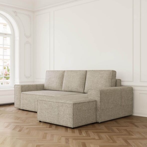 Bäddsoffa Divan Höger 255cm Grå - Sydney