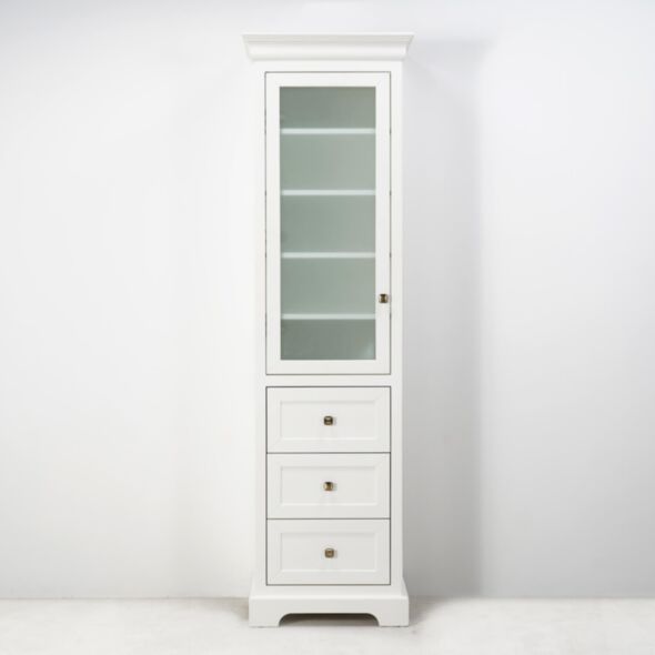 Klassiskt högskåp Wyoming Vit med glas front 202cm