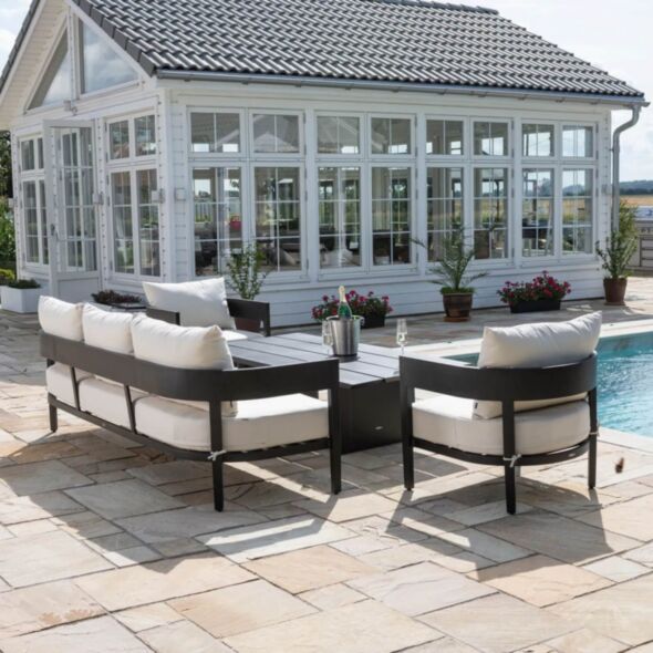 Loungegrupp 5-Pers Svart Aluminium - Ibiza