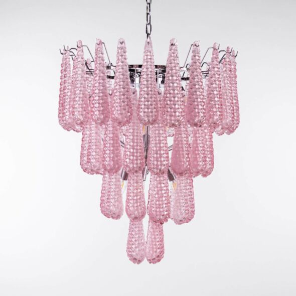 Kristallkrona Ø66xH75cm Krom/Rosa - Neapel