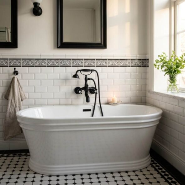 Badkarsblandare & Handdusch Antik Svart - Kensington