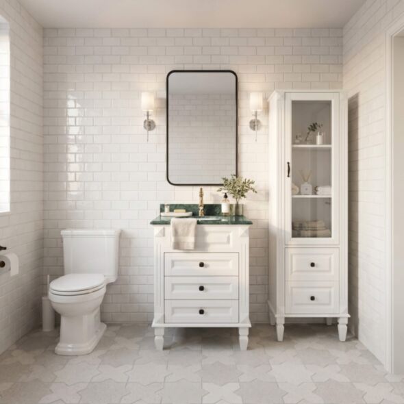 Kommod Badrum 60cm Nashville Vit - Grön Marmor