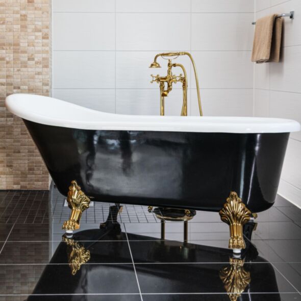 Badkar 170cm Svart & Vit Tassar Guld - The Classic