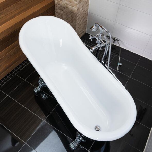 Badkar 170cm Svart & Vit Tassar Krom - The Classic