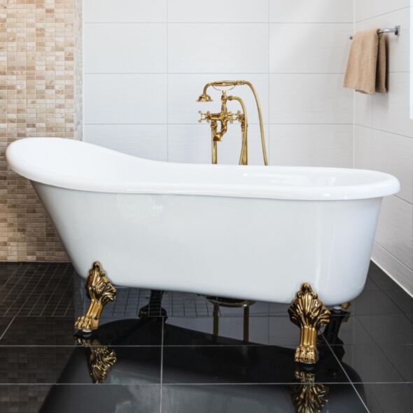 Badkar 170cm Vit Tassar Guld - The Classic