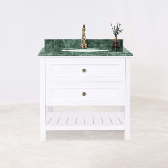 Kommod Badrum 80cm Utah Vit - Grön Marmor