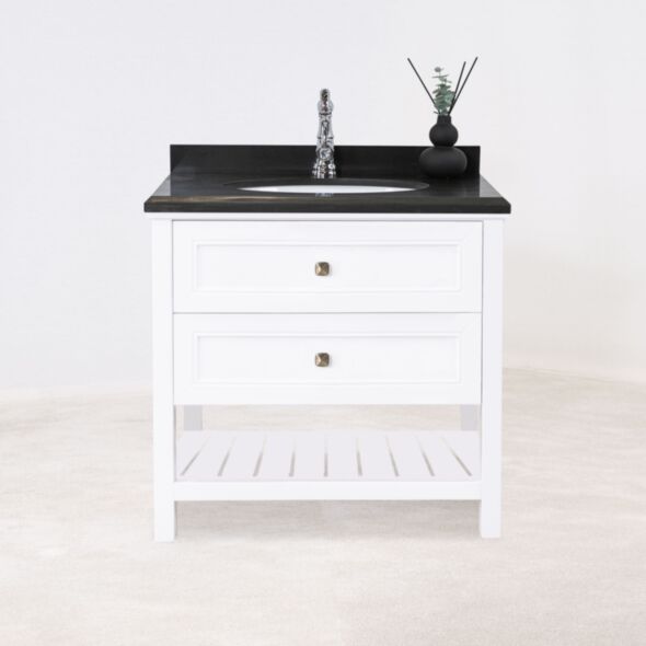Kommod Badrum 80cm Utah Vit - Svart Granit
