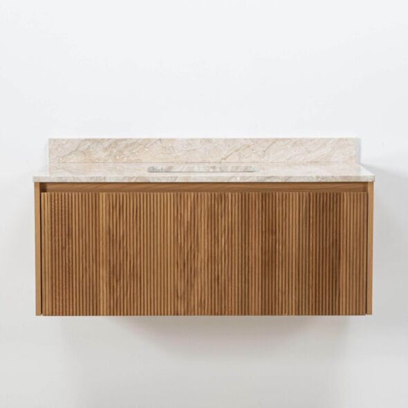Badrumskommod Ek 100cm Beige Marmor - Båstad
