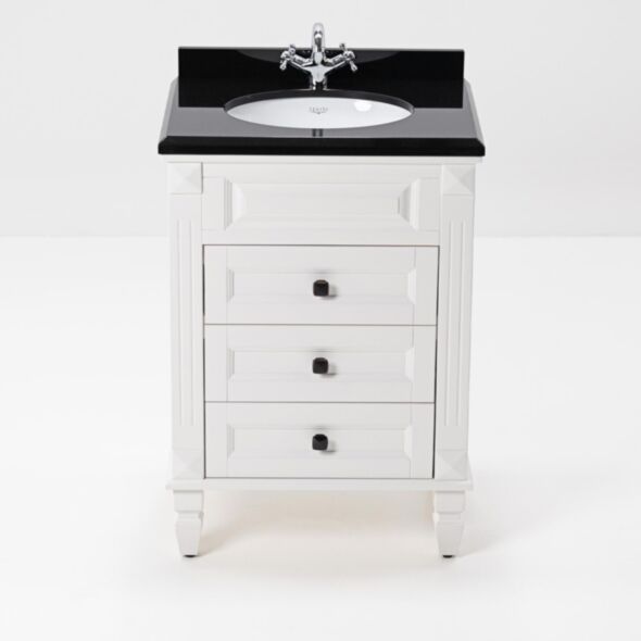 Kommod Badrum 60cm Nashville Vit - Svart Granit