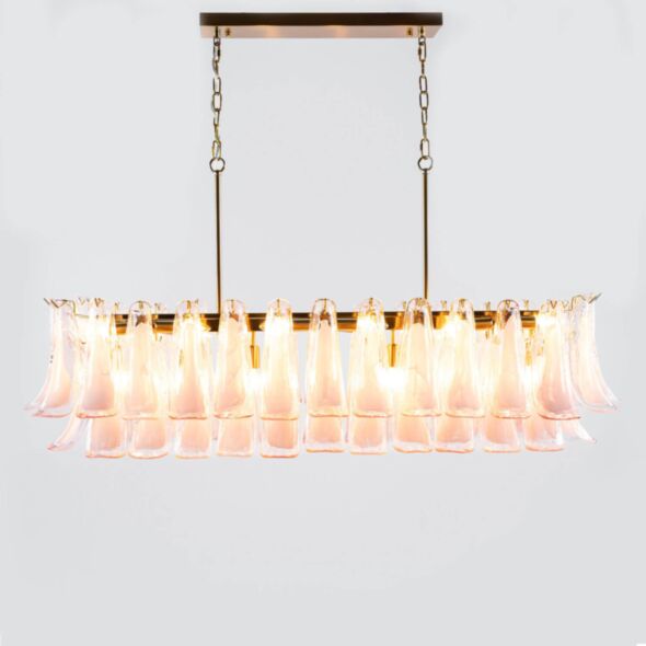 Avlång Kristallkrona 120cm Mässing/Rosa - Livorno