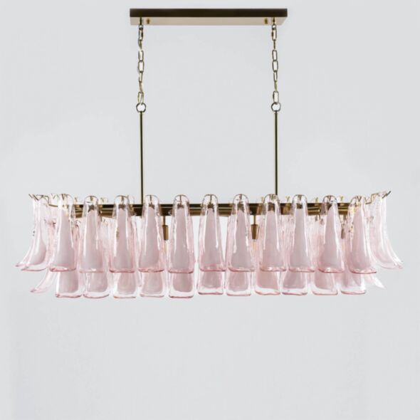 Avlång Kristallkrona 120cm Mässing/Rosa - Livorno