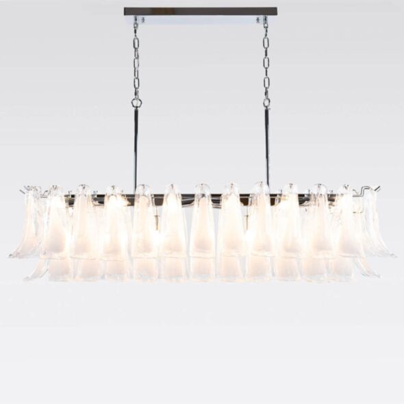 Avlång Kristallkrona 120cm Krom/Klar - Livorno Avlång Kristallkrona 120cm Krom/Klar - Livorno