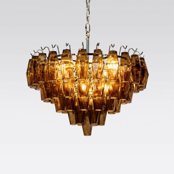 Catania kristallkrona i 63cm cognac/krom