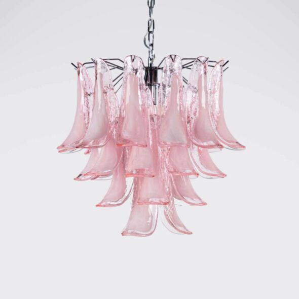 Kristallkrona Ø45xH50cm Rosa/Krom - Livorno