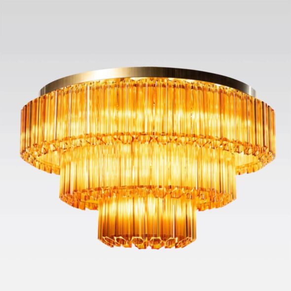 Kristallplafond 80cm Bärnsten/Mässing - Verona