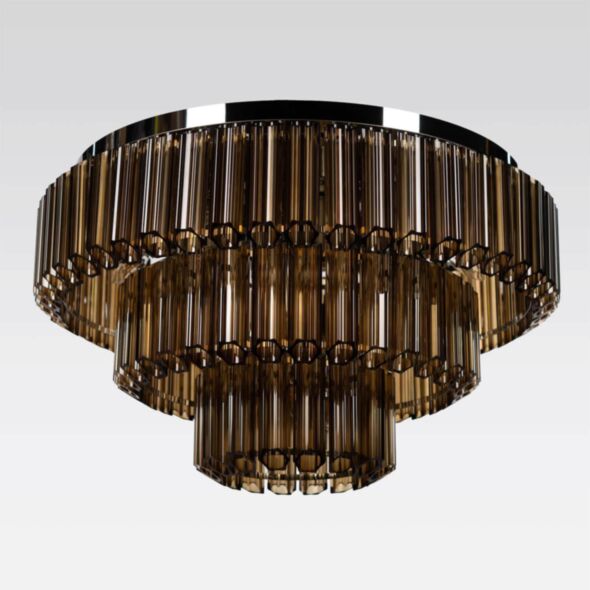 Kristallplafond 80cm Cognac/Krom - Verona