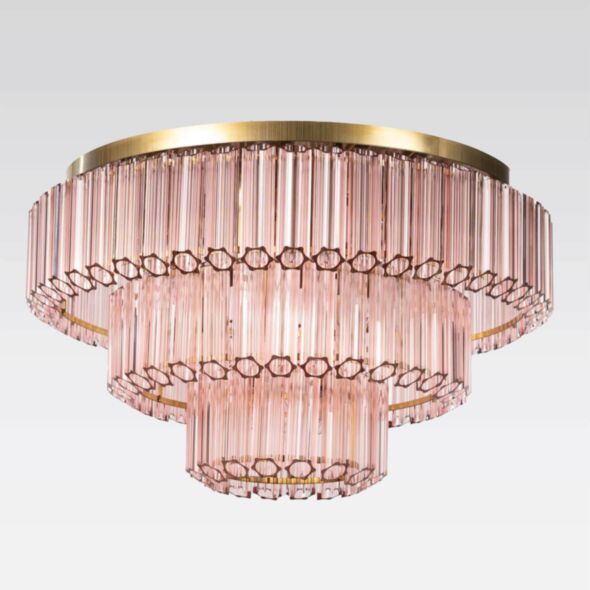 Kristallplafond 80cm Rosa/Mässing - Verona
