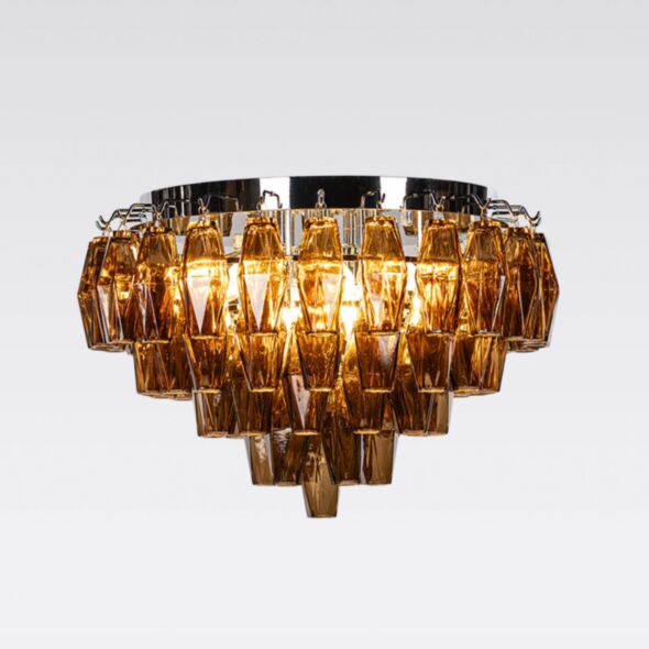 Kristallplafond Ø63xH48cm Krom/Cognac - Catania