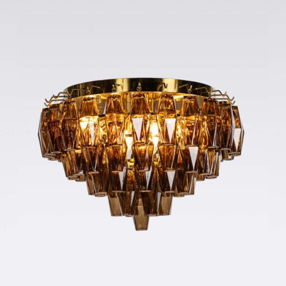 Kristallplafond Ø63xH48cm Mässing/Cognac - Catania