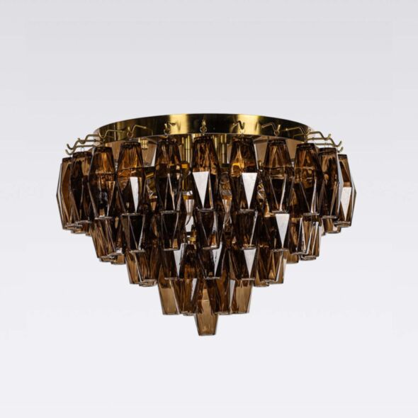 Kristallplafond Ø63xH48cm Mässing/Cognac - Catania