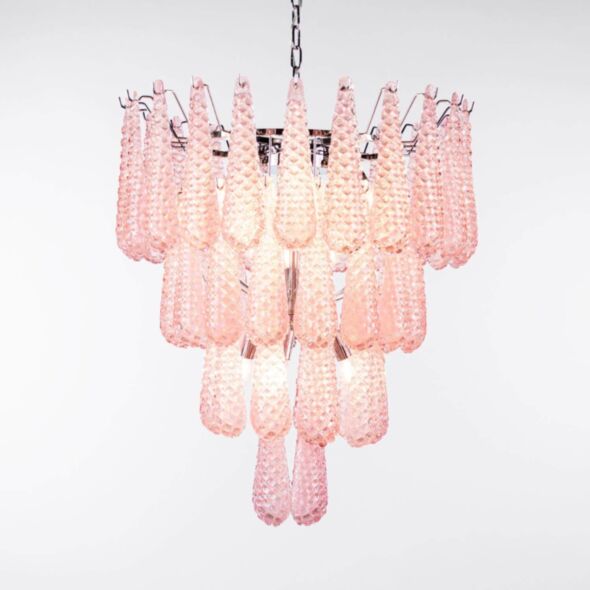 Kristallkrona Ø66xH75cm Krom/Rosa - Neapel