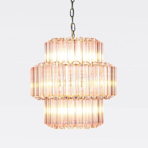 Kristallkrona Ø44cm Rosa/Krom - Verona