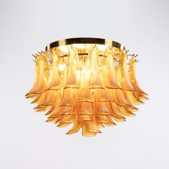 Kristallplafond Ø65xH52cm Bärnsten/Mässing - Livorno