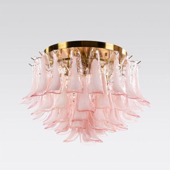 Kristallplafond Ø65xH52cm Rosa/Mässing - Livorno