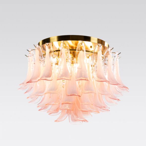 Kristallplafond Ø65xH52cm Rosa/Mässing - Livorno