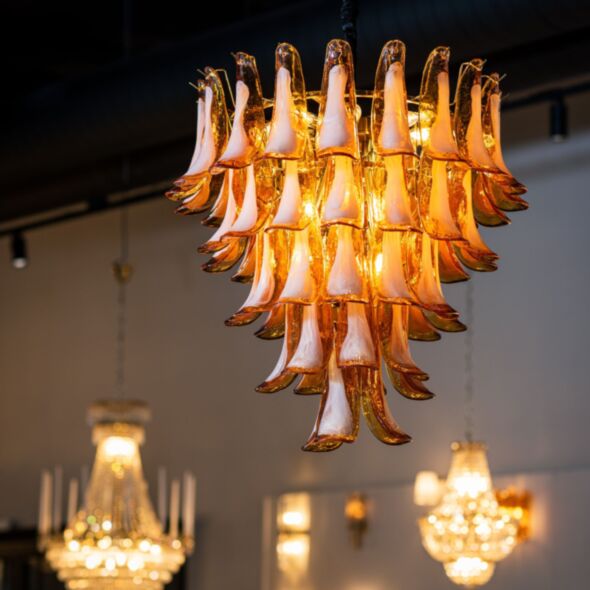 Kristallkrona Ø66xH75cm Amber/Mässing - Livorno