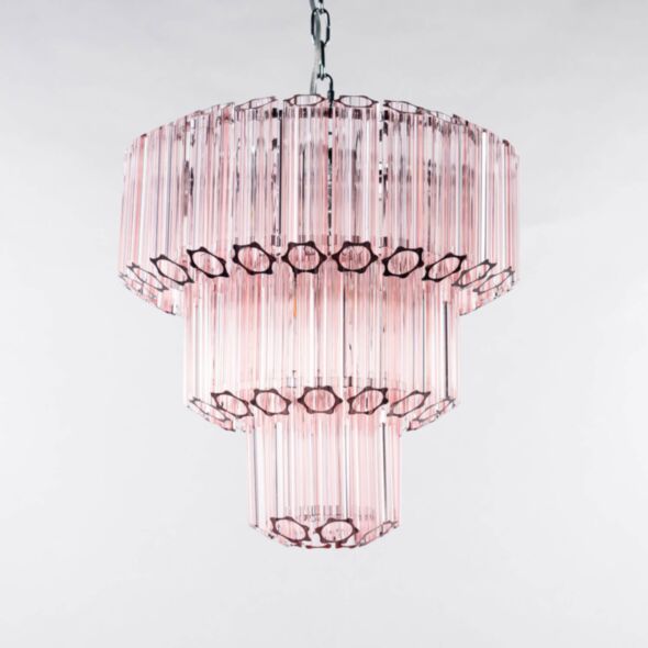 Kristallkrona Ø44xH43 Krom/Rosa - Lucca